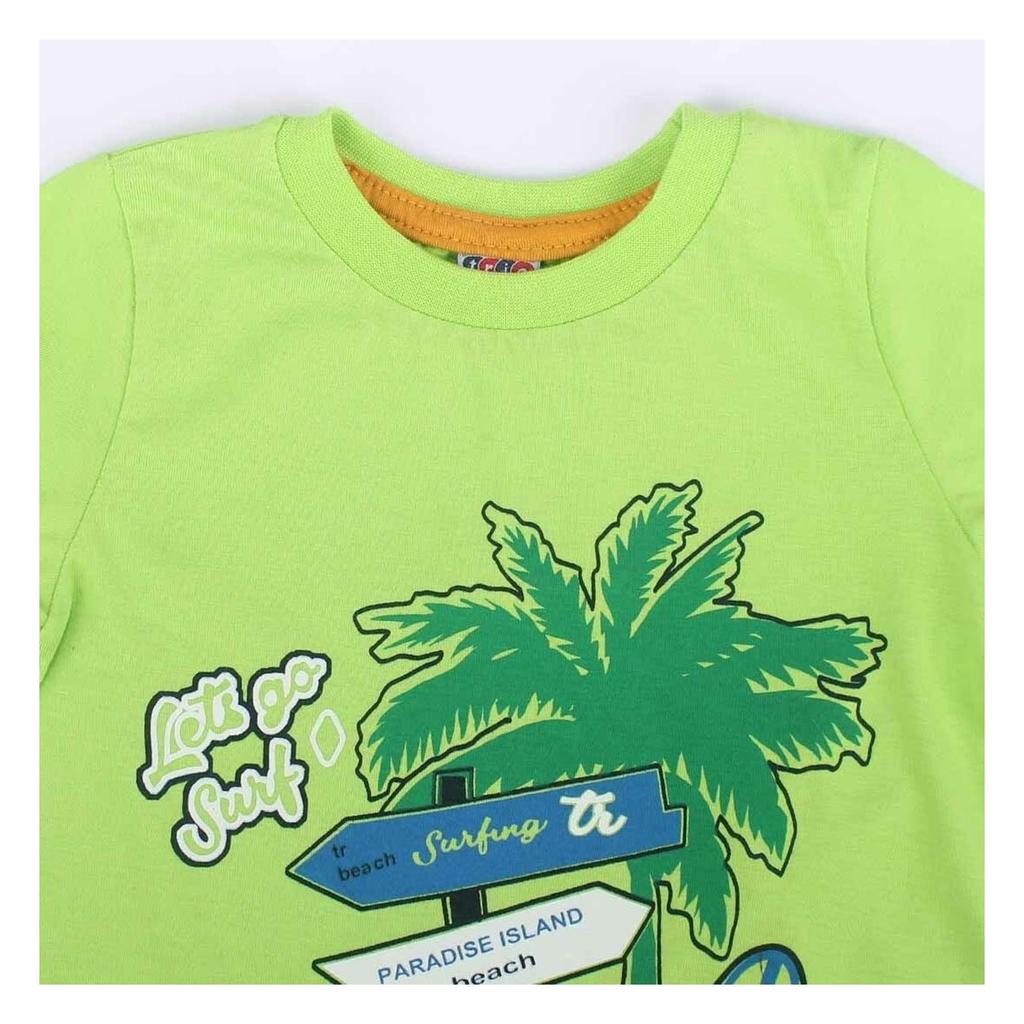 Boy Green Navy Blue Summer Time Written Sign Printed Shorts 2-Pack Set