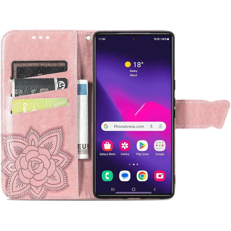 Für Galaxy S24 FE Handyhülle Brieftasche, Damen Flip Folio PU Leder Schutzhülle Handschlaufe Kartenfächer Halter Ständerhülle für Samsung Galaxy S24 FE