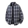 Men's Brown Plaid Flannel Shirt Oversized Long Sleeve Button Down Shirt Jacket