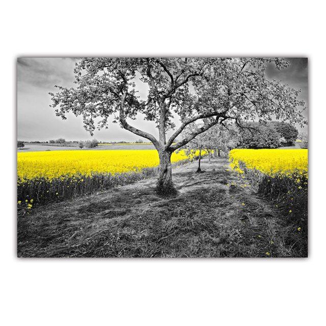 Retro Art Country Style Landscape Canvas Painting Rape Flower Sea Poster Office Wall Painting Living Room Home Decoration Mural No Frame
