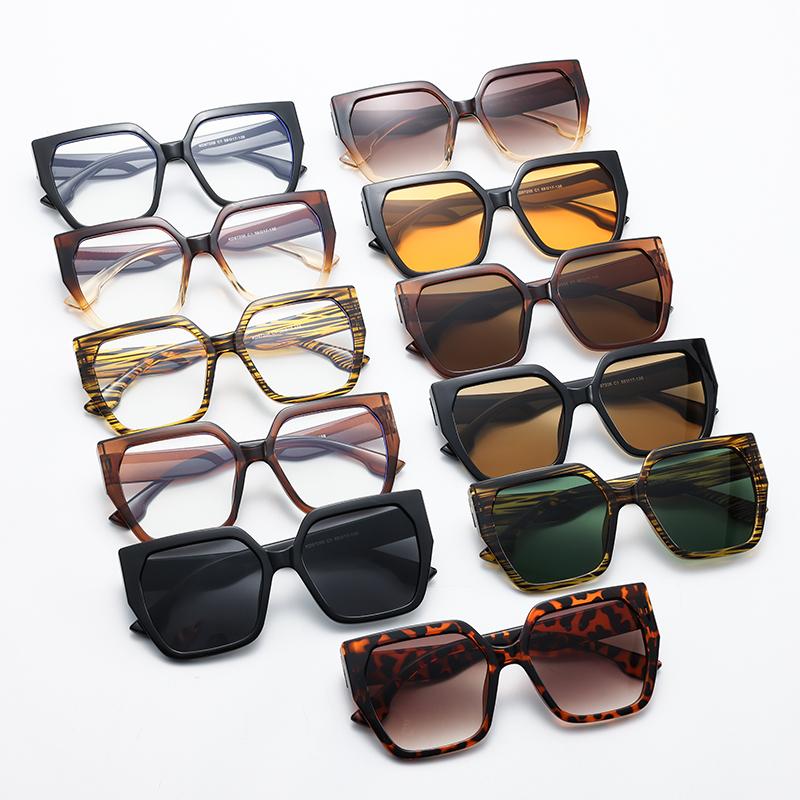 8pcs Cateye Sunglasses Sets Women Luxury Minimalist Leopard Pattern Design Retro Polygonal Eyeglasses UV400 Unisex