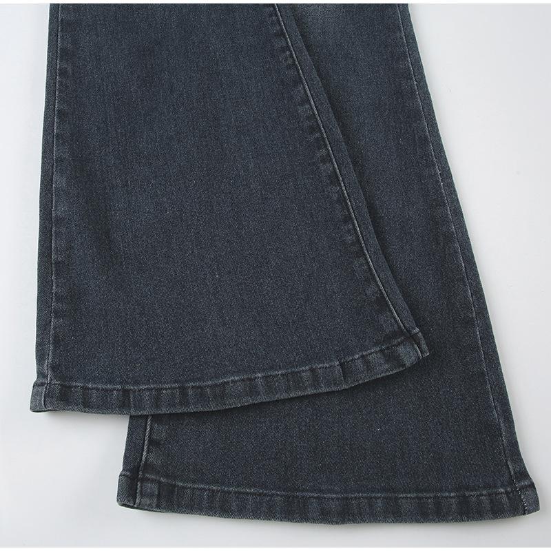 Vintage Y2k Flared Jeans Retro Button-up Middle Waist Casual Denim Pants Harajuku 2000s Basic Aesthetic Cotton Trousers 2025 Spring Autumn