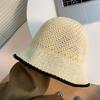 Japanese Style Adorable Round Top Bucket Hat For Women With Uv Protection Beige In