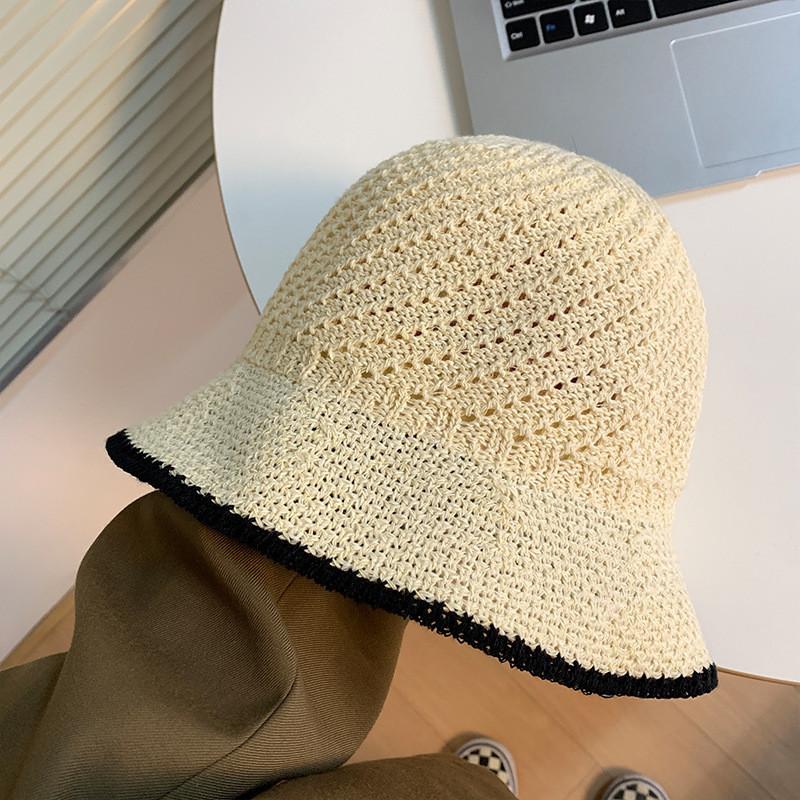 Japanese Style Adorable Round Top Bucket Hat For Women With Uv Protection Beige In