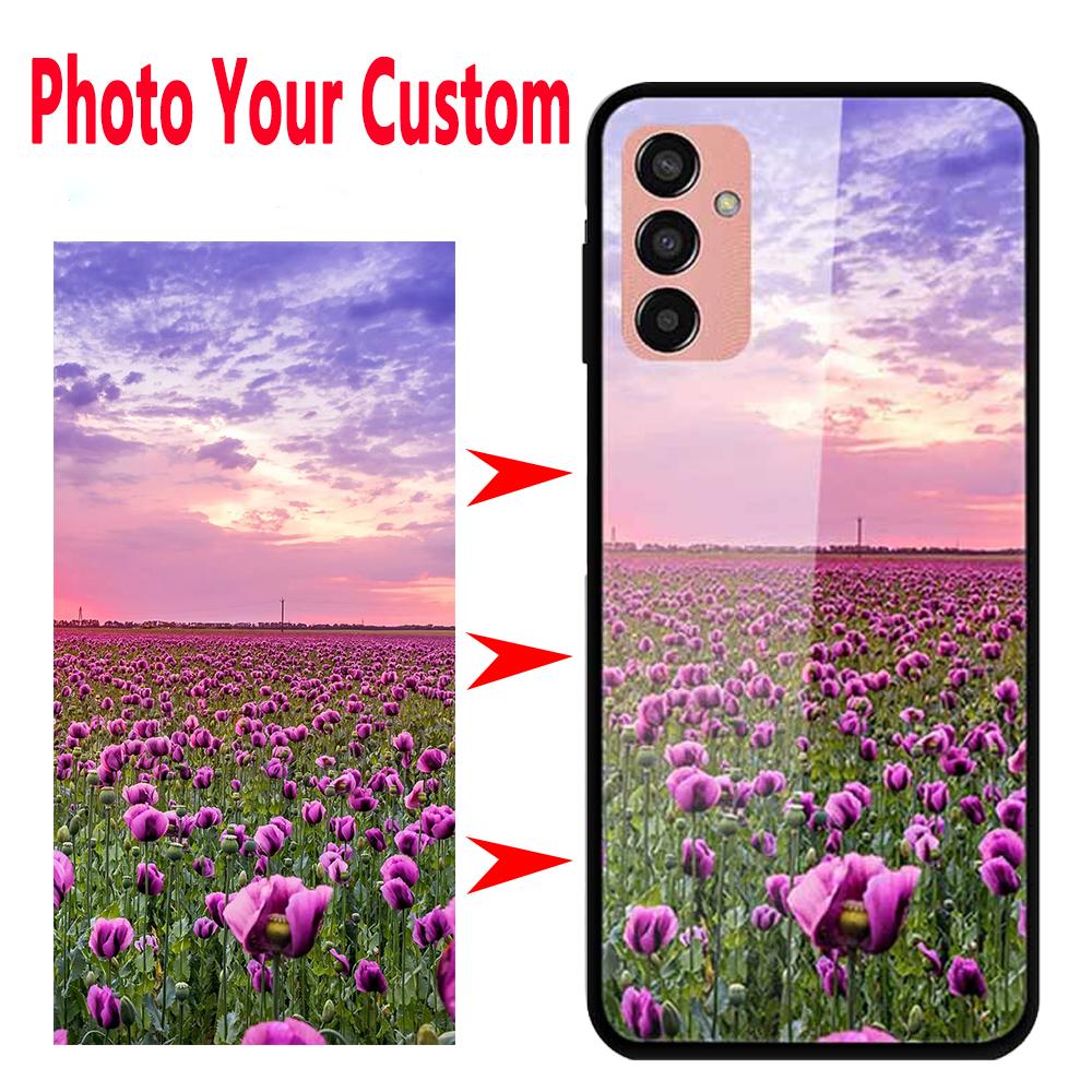 Customized DIY Tempered Glass Cases For Samsung A34 A54 5G A14 A24 4G A04 A04e S23 Ultra Plus S10 S10E Note 10 Lite A70 A50 A30S