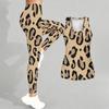 Kadınlar İçin Leopar Desenli Yoga Kıyafeti Moda Egzersiz Taytları Fitness Spor Gündelik Yoga Seti Spor Takımı