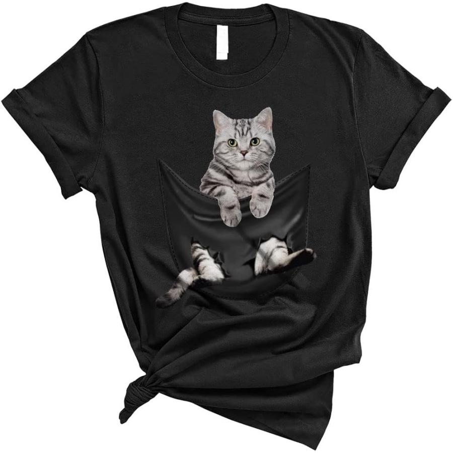 Cat Lover Shirt American Shorthair Cat in Pocket Cute Cat Kitten Matching Family National Cat Day Unisex T-Shirt XXXXXL разноцветный