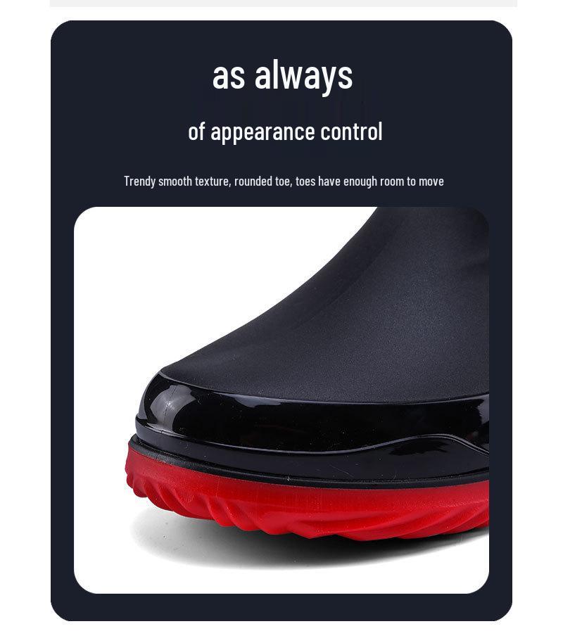 Men's Fleece-Lined Waterproof Rubber Rain Boots - Non-Slip, Warm, Outdoor, and Kitchen Safe