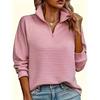 Women's Casual Knitted Zipper Sweater, Long-sleeved V-neck Loose Pullover, Pure Color, Suitable for Wearing In Spring and Autumn, Regular Hem