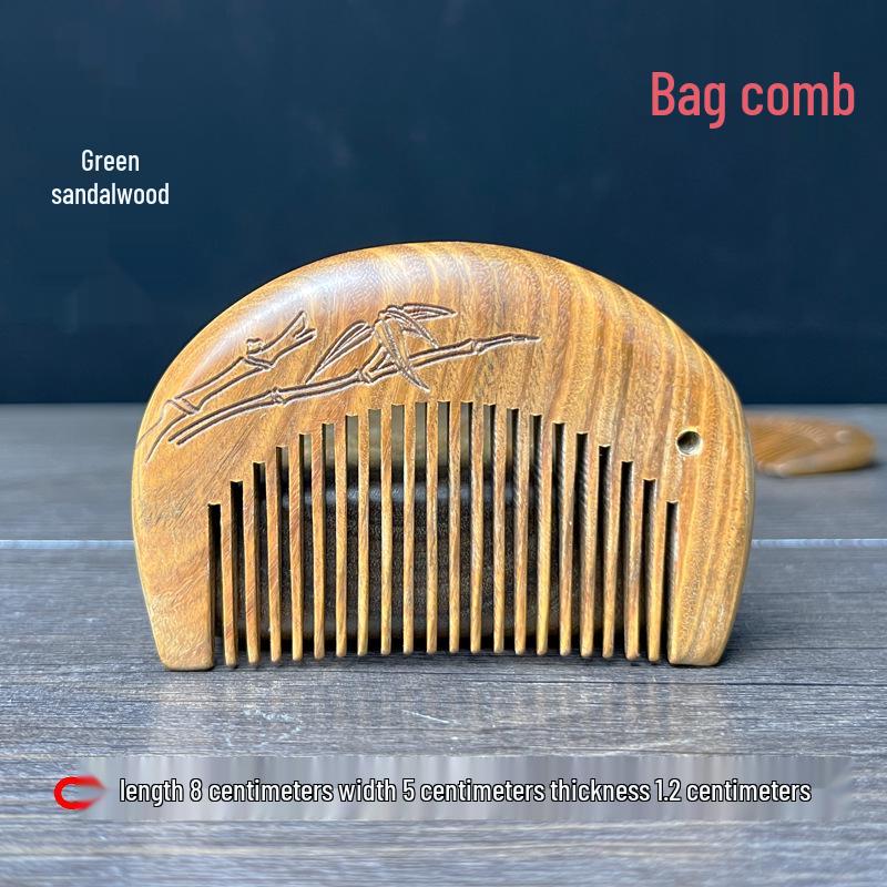 Exquisite Green Sandalwood Travel Comb - Fine Tooth, Portable, Elegant Small Gift