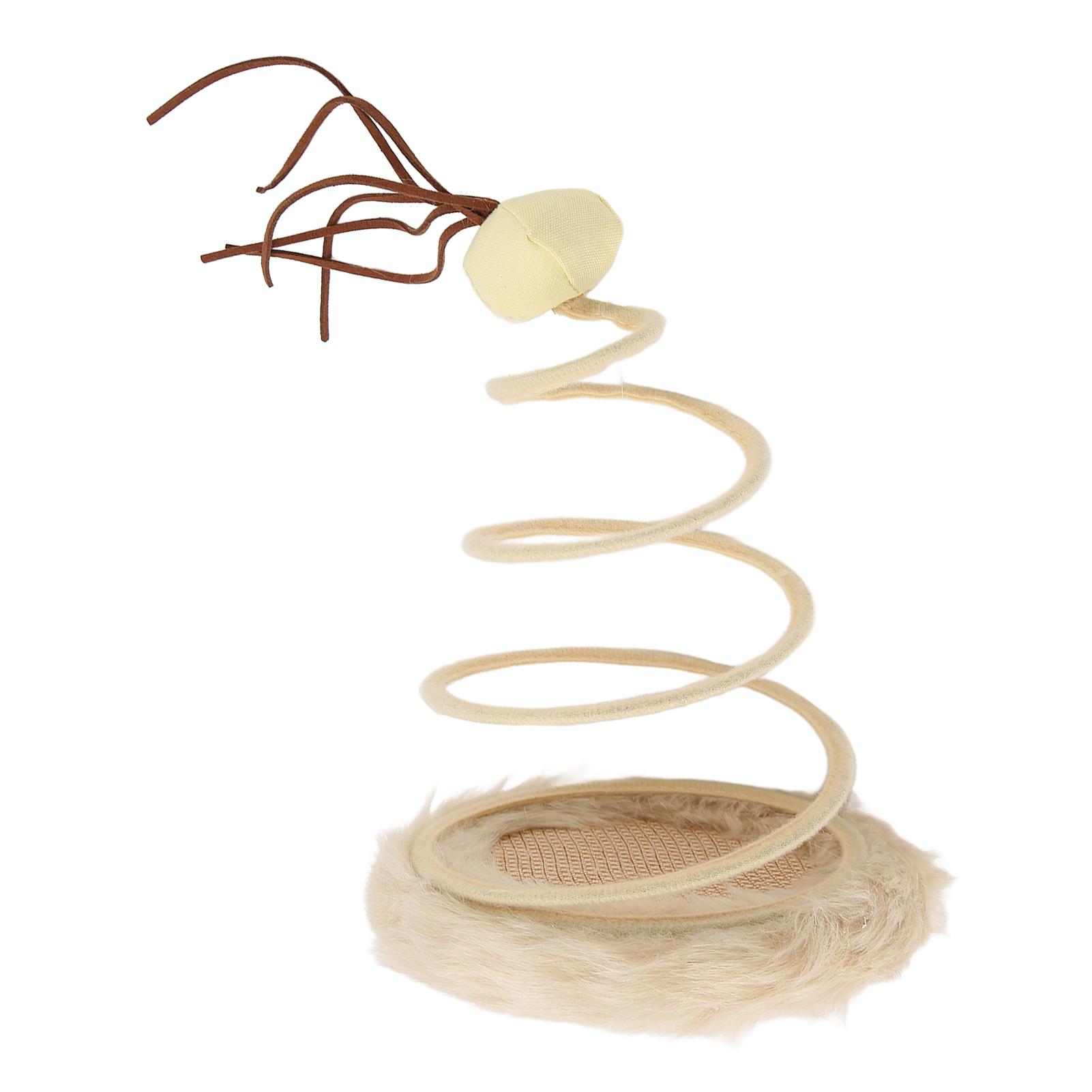 

Spring Plate Cat Toy Foldable High Elasticity Stable Standing Interactive Cat Toy with Scratcher Base for Indoor Ball