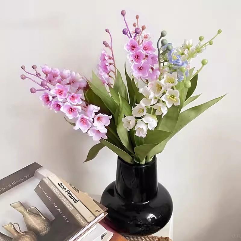 Flower Artificial Lily Of The Valley Realistic-Looking Fake Plants Wedding Table Centerpiece Home Festival Party Decor La Fête Du Muguet