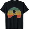 Vintage Hiking T Shirt Hiker On Rock Retro Sunset Silhouette T-Shirt