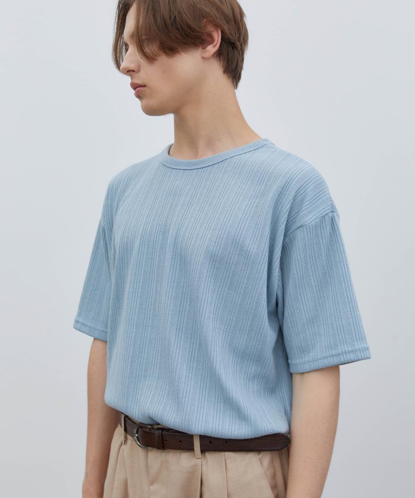 Triple Sense Crochet Knit T-Shirt_Blue
