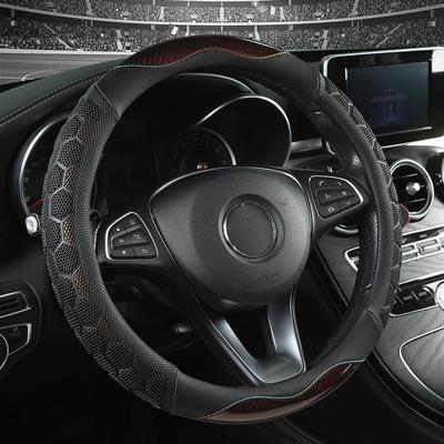 15-Inch Pu Leather Steering Wheel Cover Fit with Inner Ring, Sweat Absorbing and Anti Slip Steering Wheel Cover for All Seasons