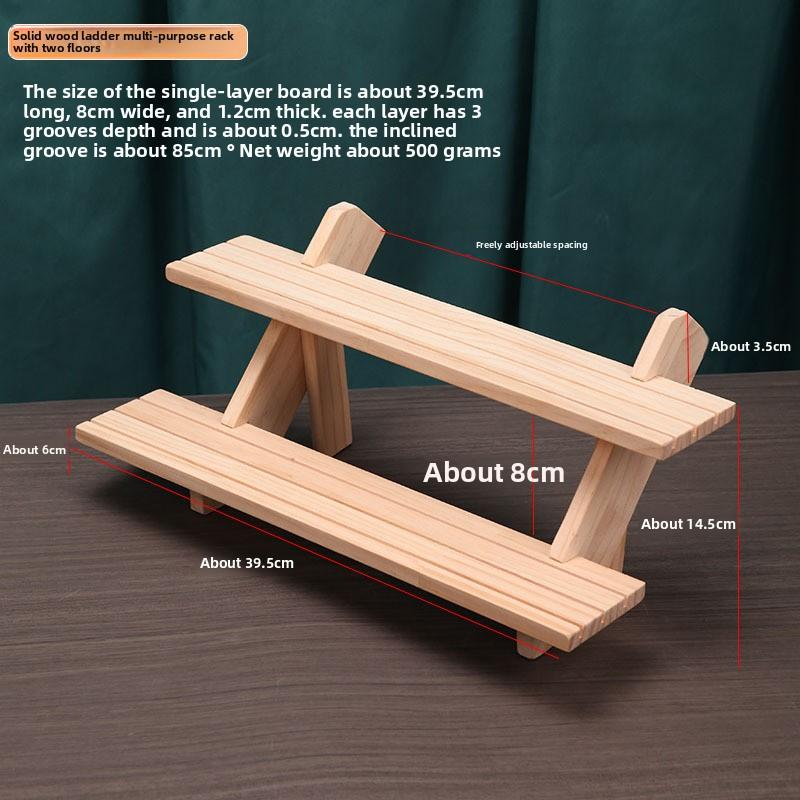 Stall Counter Solid Wood Ladder Jewelry Display Stand Ring Cardboard Ring Doll Storage Shelf Display Shelf