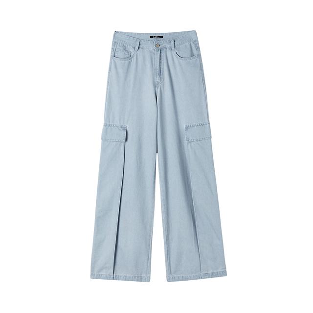 LAP Denim-Like Big Cargo Wide Pants Aq2Dp565