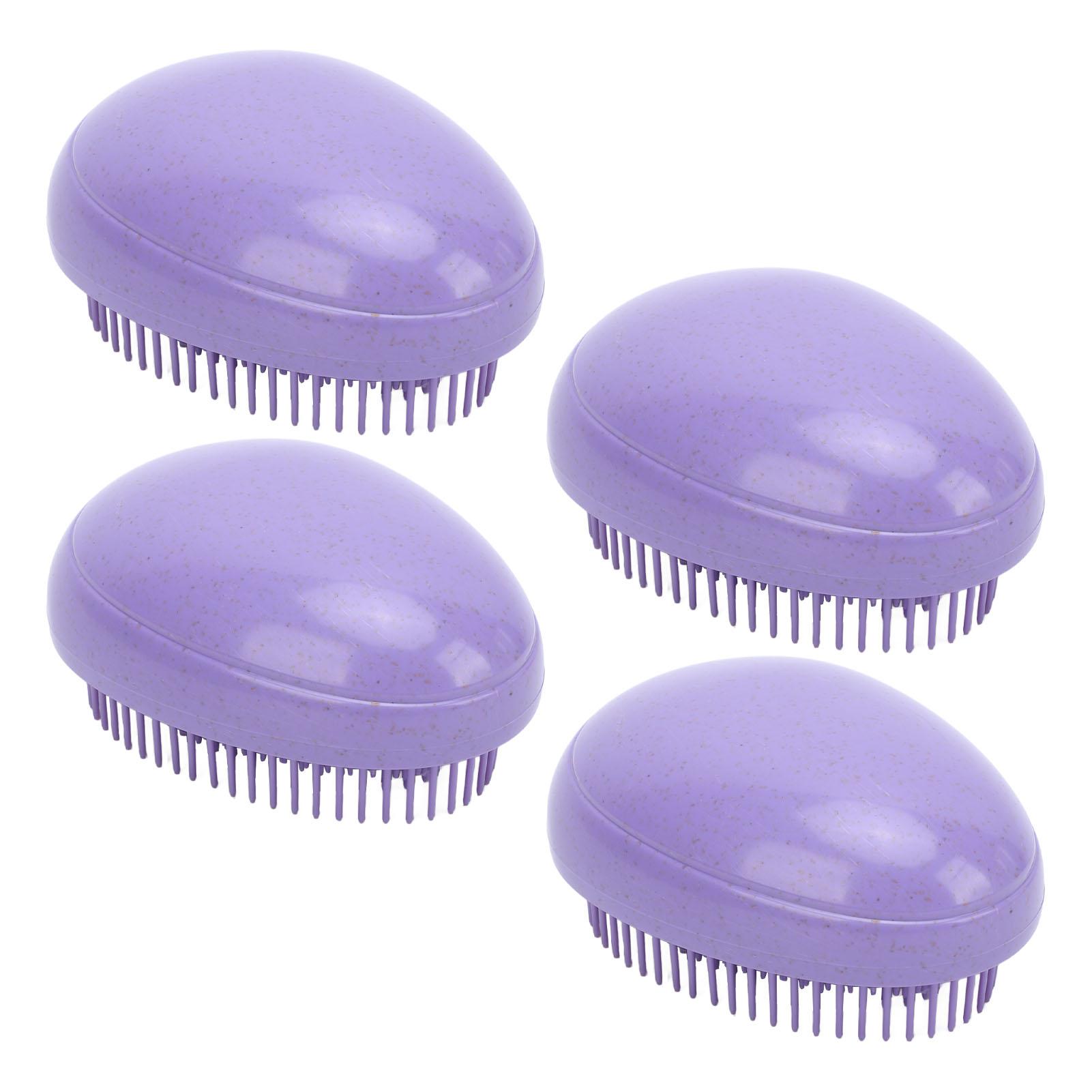 

4 Pcs Egg Shape Detangling Hair Brush Wheat Straw Massage Comb Detangler Brush for Curly Long Thick Hair