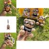 Charming Original Handmade Teddy Bear Keychain With Cozy Sweater And Glasses