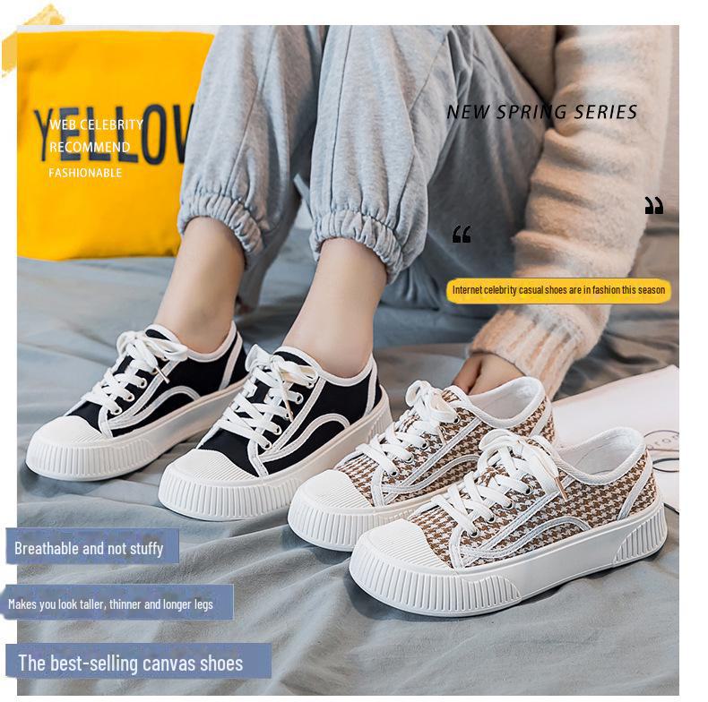 2025 Women's Canvas Shoes: Spring/Summer Thick-Soled Casual Sneakers