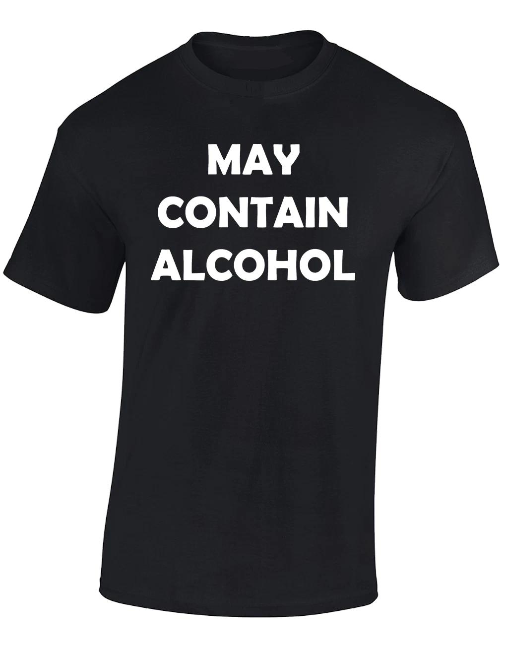 MAY CONYAIN ALCOHOL - MENS FUNNY SLOGAN Mens T-Shirt M