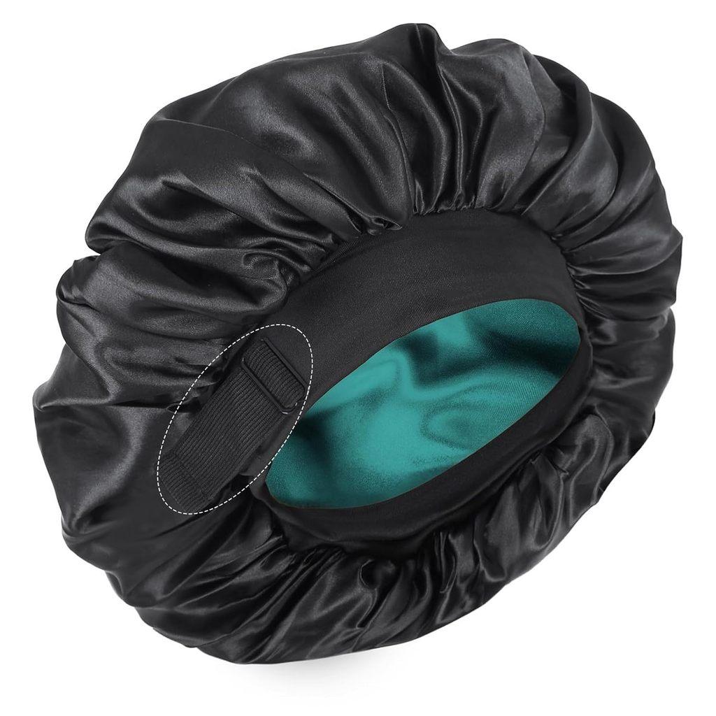 Double Layer Satin Sleep Cap With Adjustable Fit For Comfort And Style