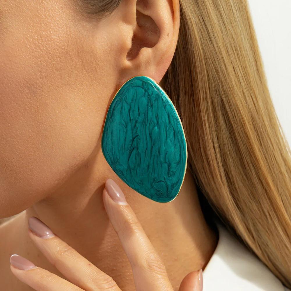 6 Colors Vintage Simple Drip Oil Geometric Multicolor Triangle Stud Earring Women Trendy Style Daily Commuting Wear Ear Jewelry