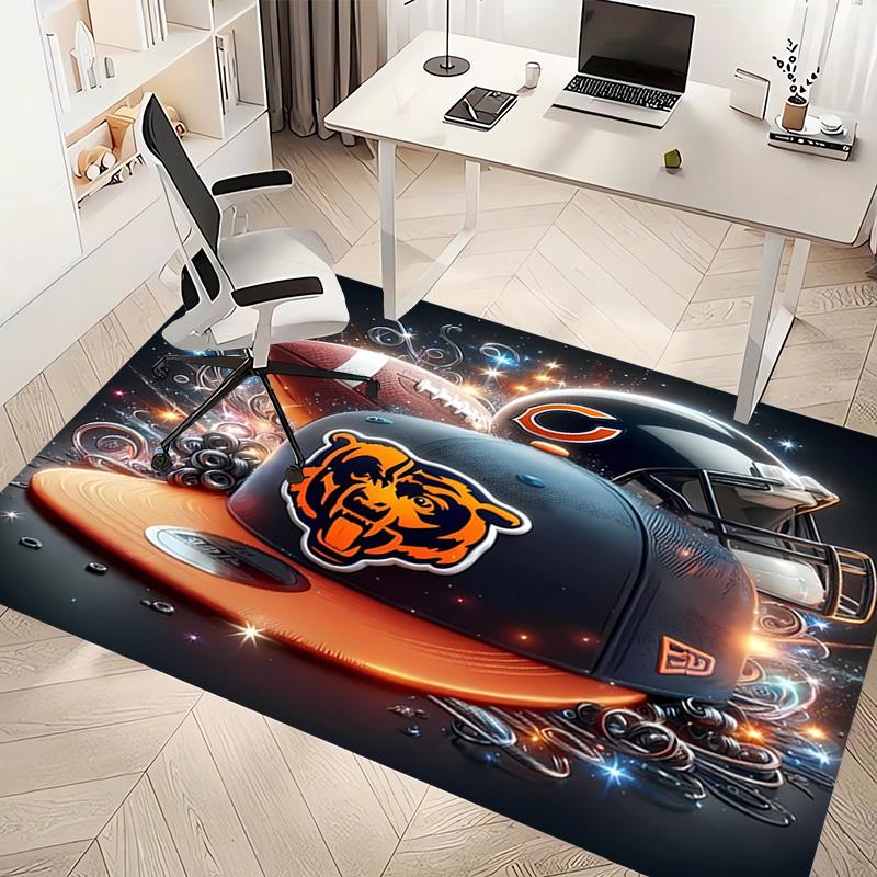 1pc Chicago Bears Logo Print Area Rug - Soft, Washable Non-Slip Indoor Mat, Living Room, Home Office Decorative Rug,Office Decorative