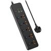 BKL25 Power Strip with 5 Universal Sockets, Independent Switch Control, and Overload Protection