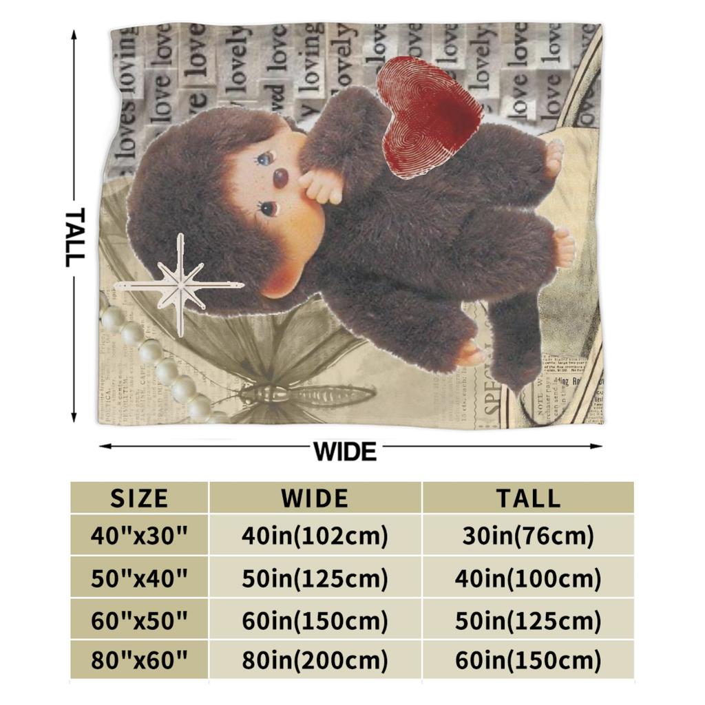 Monchhichis Kun Chan Pärchen Decke Niedliche Cartoon Flanell Tolle Warme Überwurfdecke für Bettwäsche Wohnzimmer Herbst/Winter Outdoor