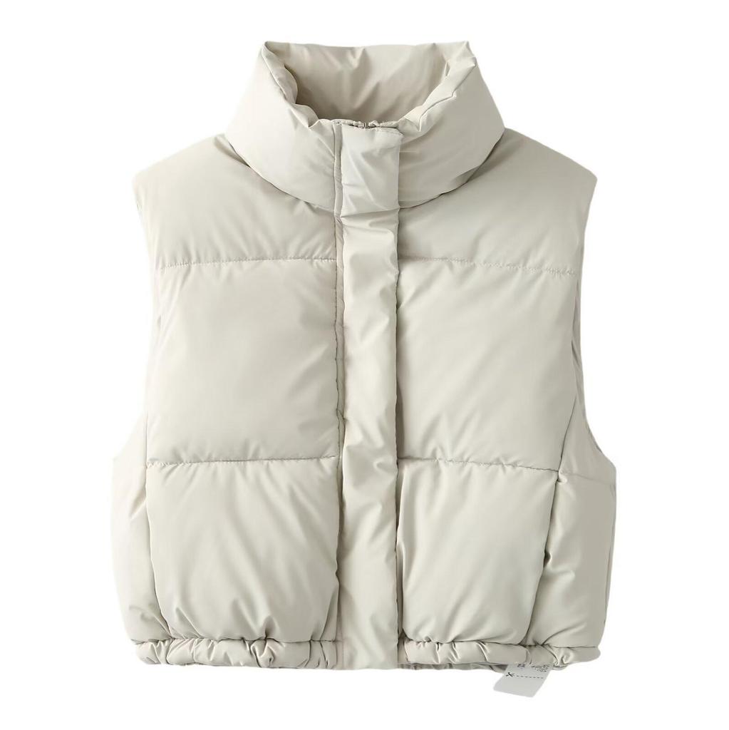 2024 Autumn/Winter Women's Stand-Up Collar Cotton Vest