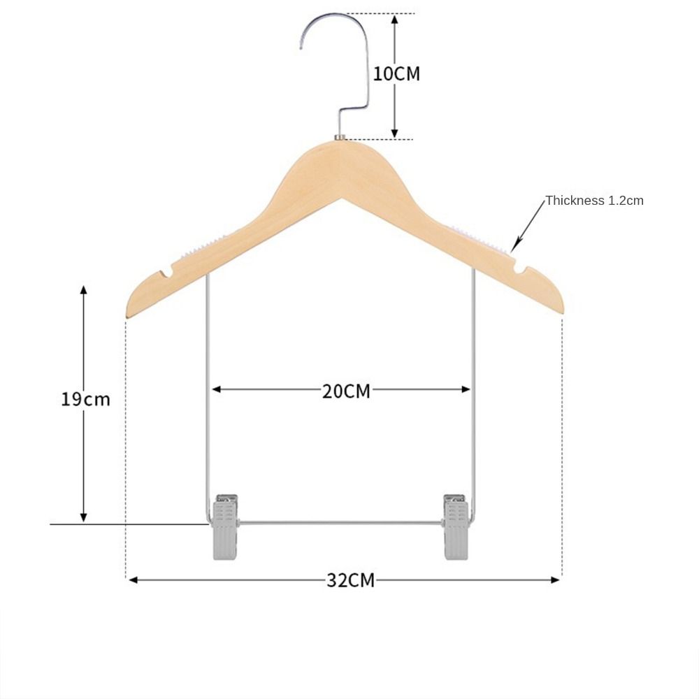 Adjustable Metal Clips Solid Wood Suit Hangers Closet Clothes Durable Pant Hangers  Home