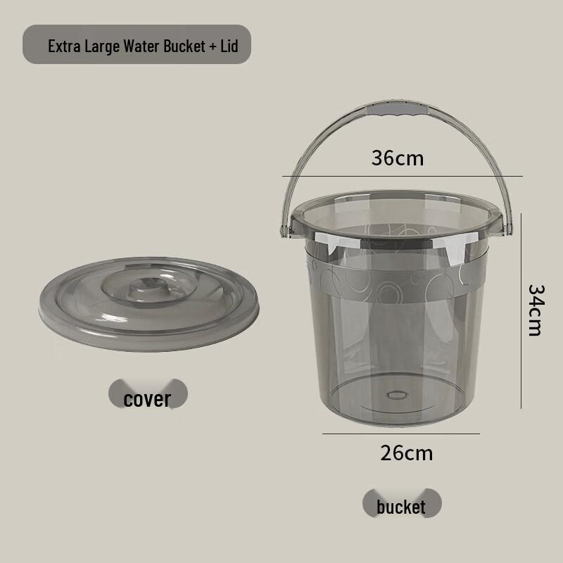 ZISIZ Thickened Transparent Water Bucket with Lid