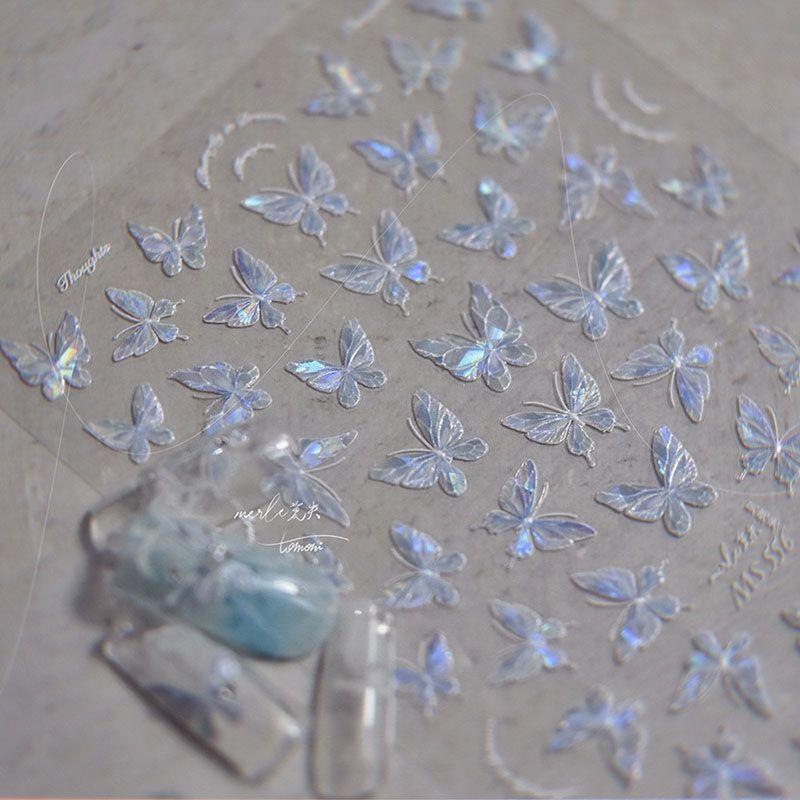 

Shell Light Sky Blue Butterfly Nail Sticker Tomoni Relief Adhesive Japanese Style 5D Nail Sticker Small Decorations Sky Blue Butterfly 556