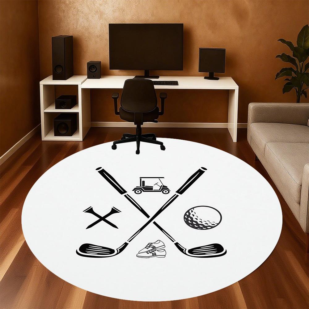 1pc golf club golf ball Round Chair mat Area Rug - Non-Slip, Floor Mat for Office, Bedroom, and Indoor Decor c1118149