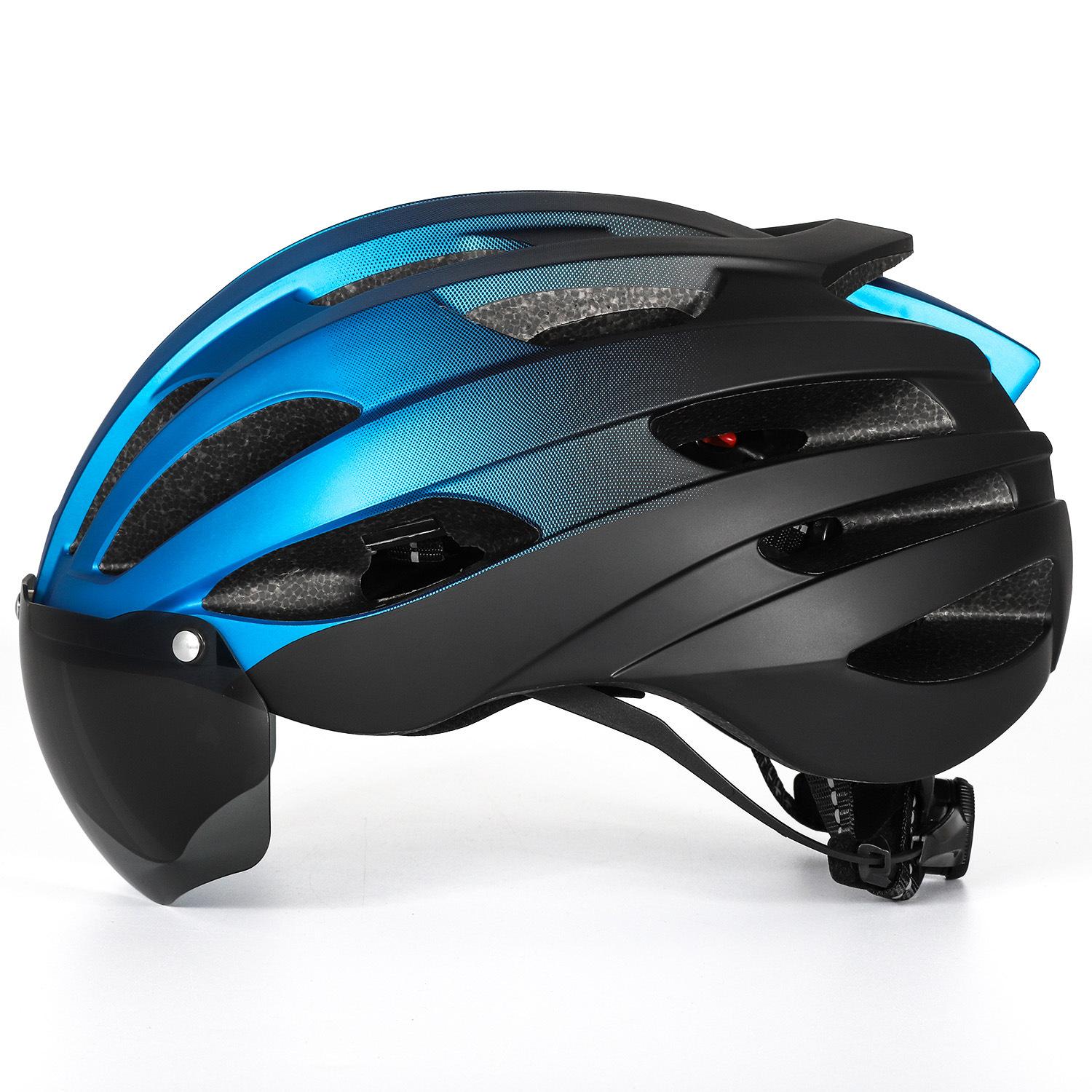 

Новый легкий и удобный дорожный горный шлем для езды, интегрированные очки, велосипедный шлем L（57-62cm）