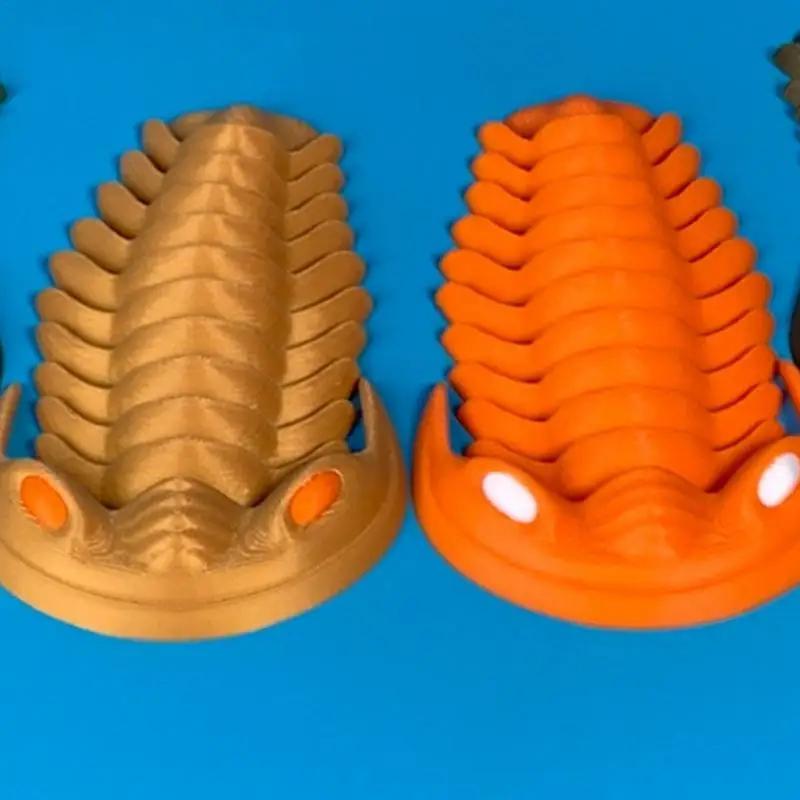 Trilobite Toy Figure Articulated 3D Printed Trilobite Sculpture Vivid Sensory Toys Party Favors Unique Desk Sculpture For оранжевый