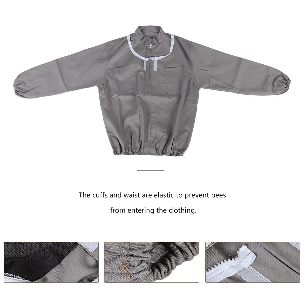 Brązowy Kombinezon Pszczelarski Kurtka Ochronna Pszczelarska Odpinana Smock Pszczelarza z Kapeluszem