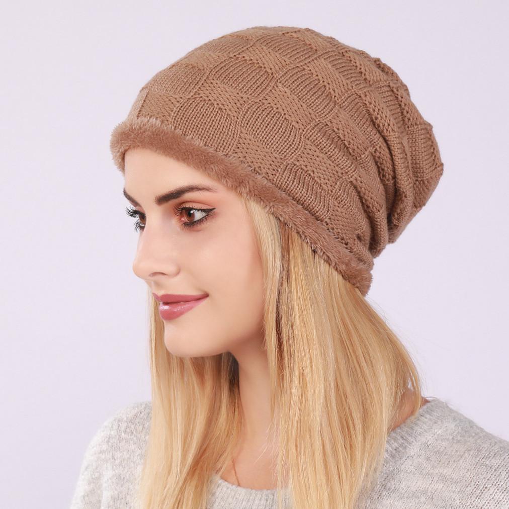 Pleated Velvet Men's and Women's Pullover Hats Autumn and Winter Knitted Checkered Confinement Ear Protection Warm and Cold-proof Woolen Hats