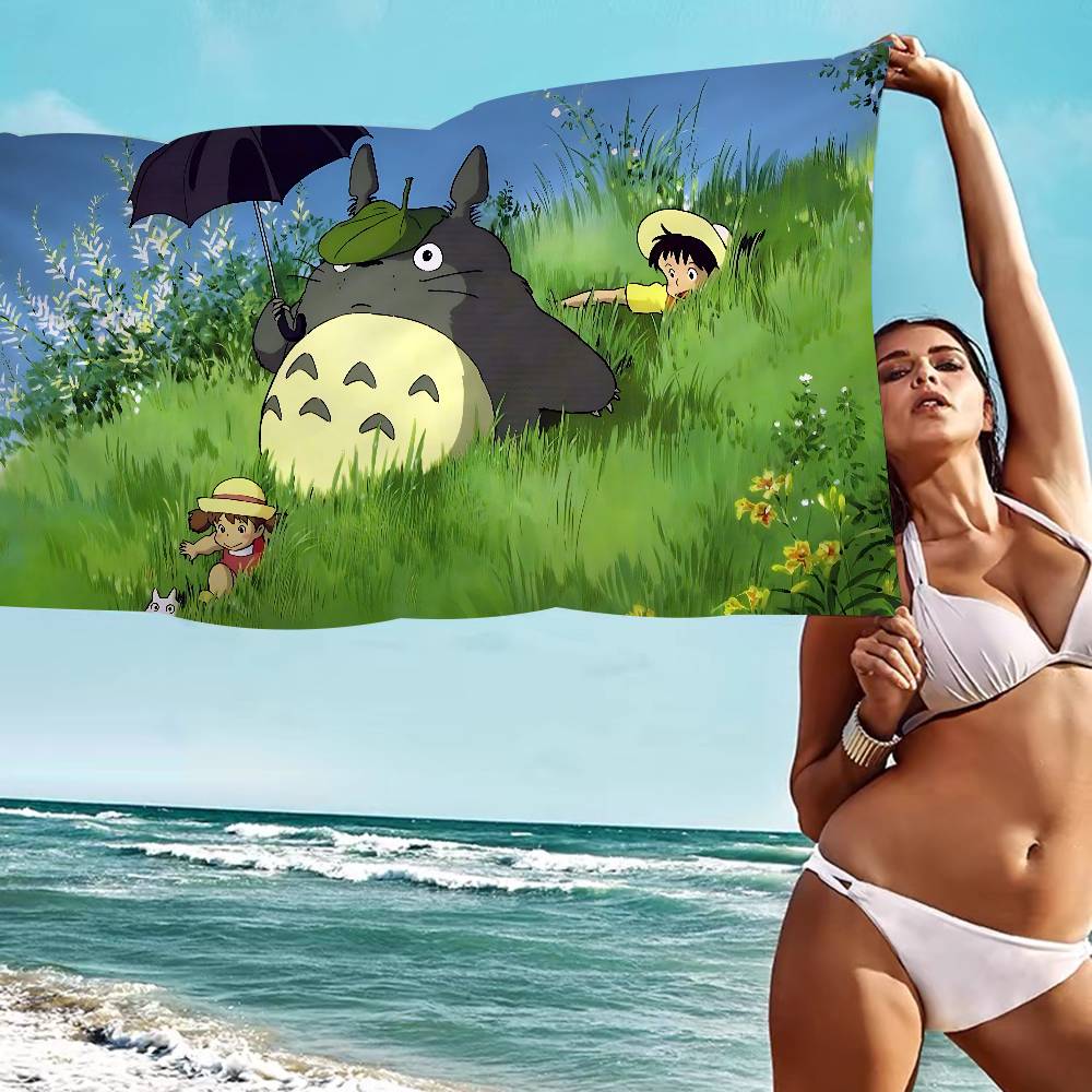 Kreslený T-Totoro Mikrovlákno Tištěný Plážový Ručník Horolezectví Jóga Pláž Koupání Běh Absorpční Měkký Ručník