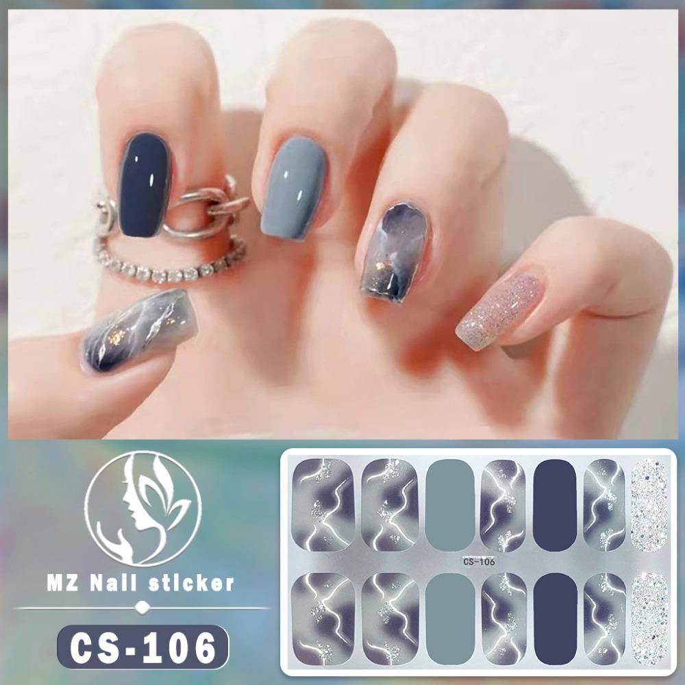 New type of bake-free gel nail polish film, full sticker, plaid spring and summer flower nail art film, nail film, waterproof paper patch