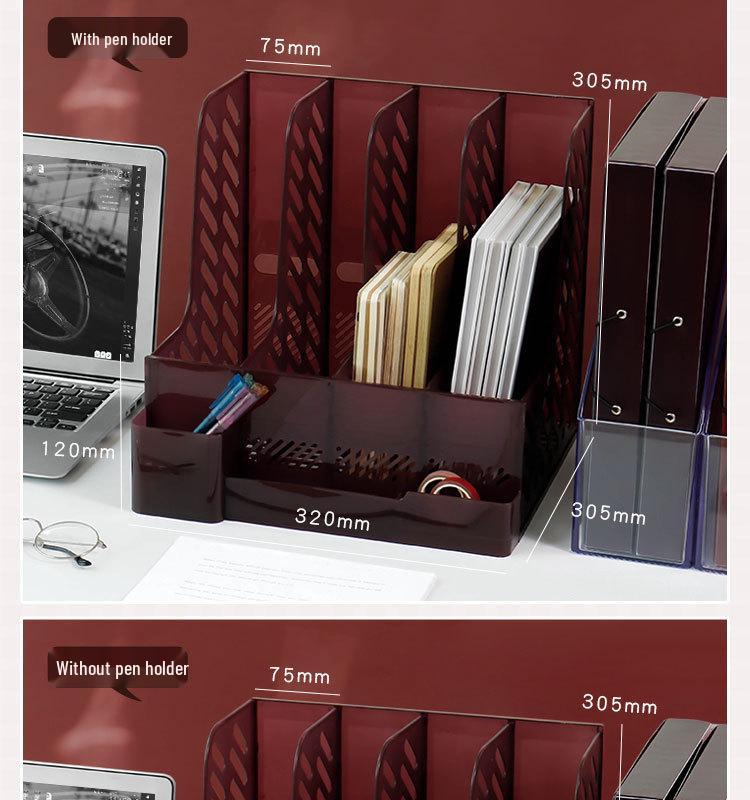 Retro Multi-Layer Pen Holder & A4 File Organizer for Desk
