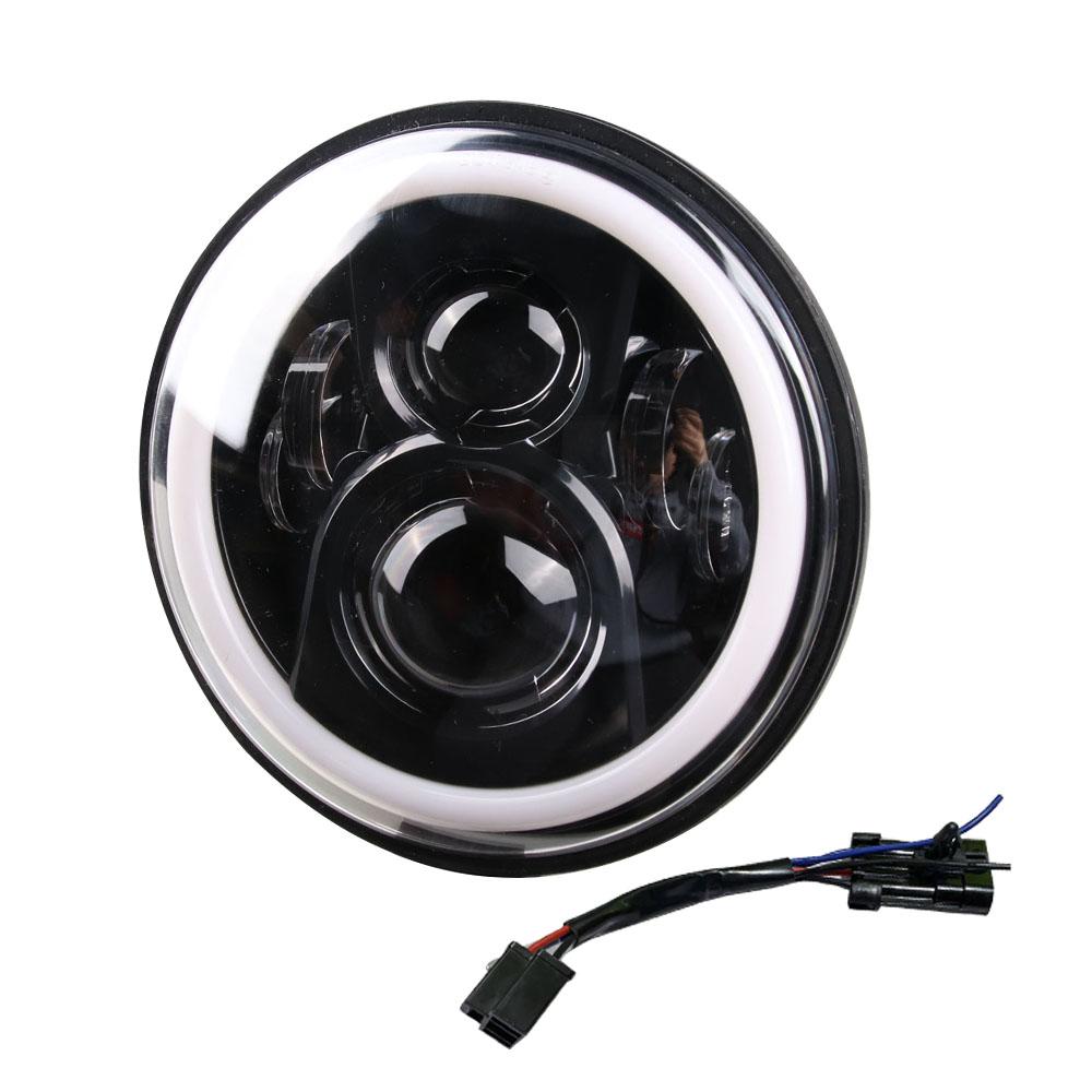 

7-дюймовая круглая светодиодная фара для автомобиля/мотоцикла 40 Вт 60 Вт ближний/дальний свет белая(амбра) ДХО Кольцо Гало Ангельские Глазки для Wrangler для Suzuki