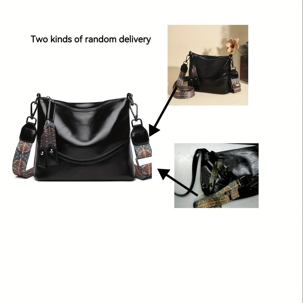 Dámská kabelka přes rameno ve vintage stylu, prostorná crossbody taška s nastavitelným popruhem, zapínání na zip, více kapes, lehká módní designová kabelka