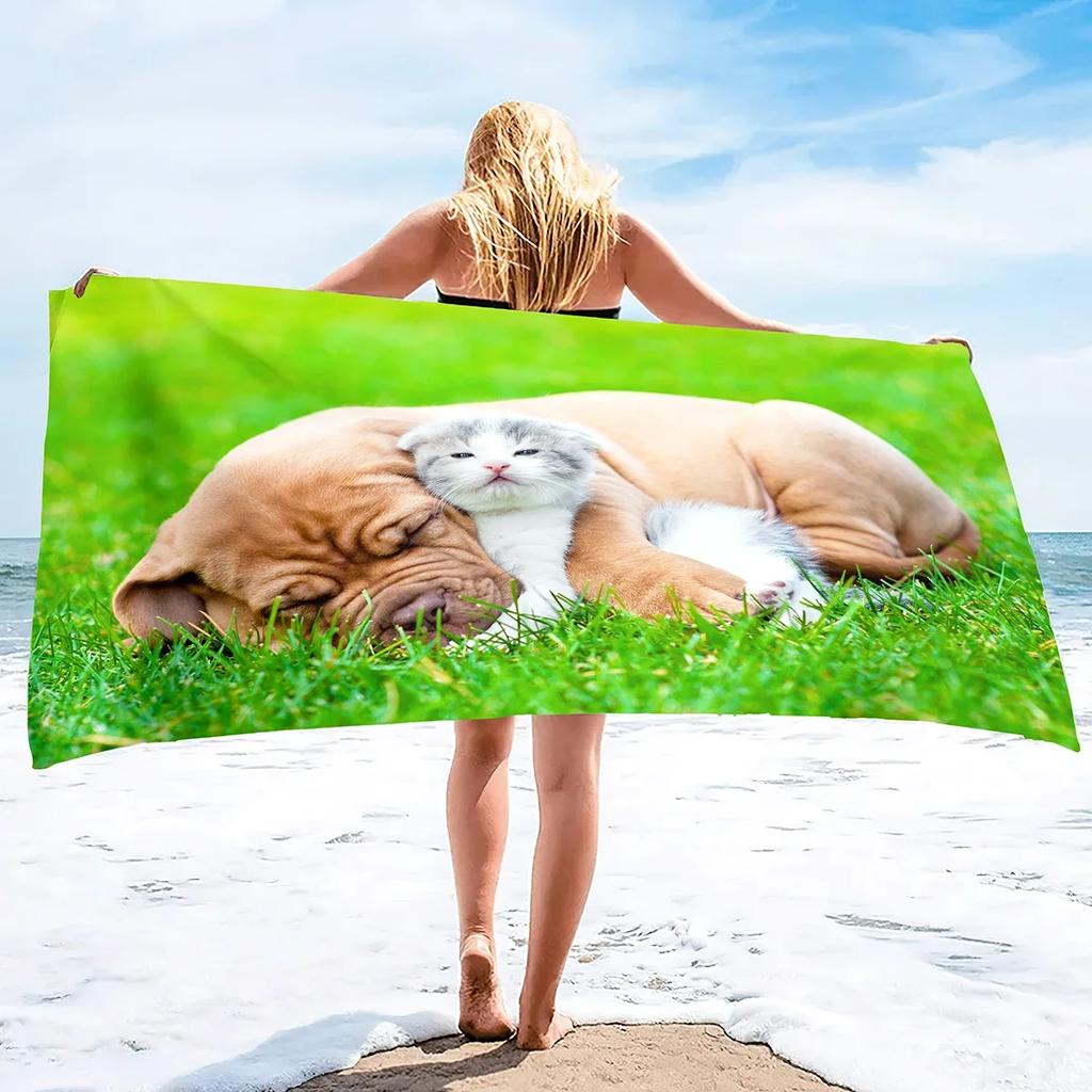 Cute Animal Baby Microfiber Beach Towel,Quick Dry Beach Towel Lightweight Beach Towel Soft Absorbent Pool Towel Travel Swimming