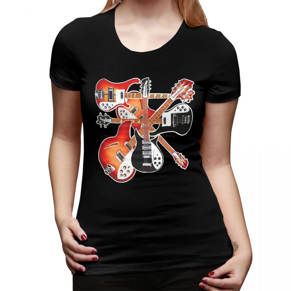 

Rickenbacker Guitar Celebration Abstract Art Collage TShirt for Women Streetwear T Shirts Womens Tees Short Clothes Tops 2XL