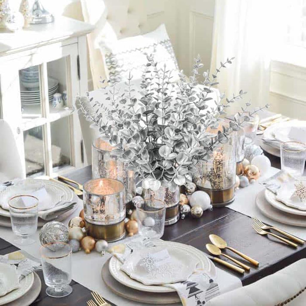 10/20pcs Artificial Plants Eucalyptus Leaves Fake Plants Vase Home Table Party Wedding Bridal Bouquet Decorations Outdoor Garden