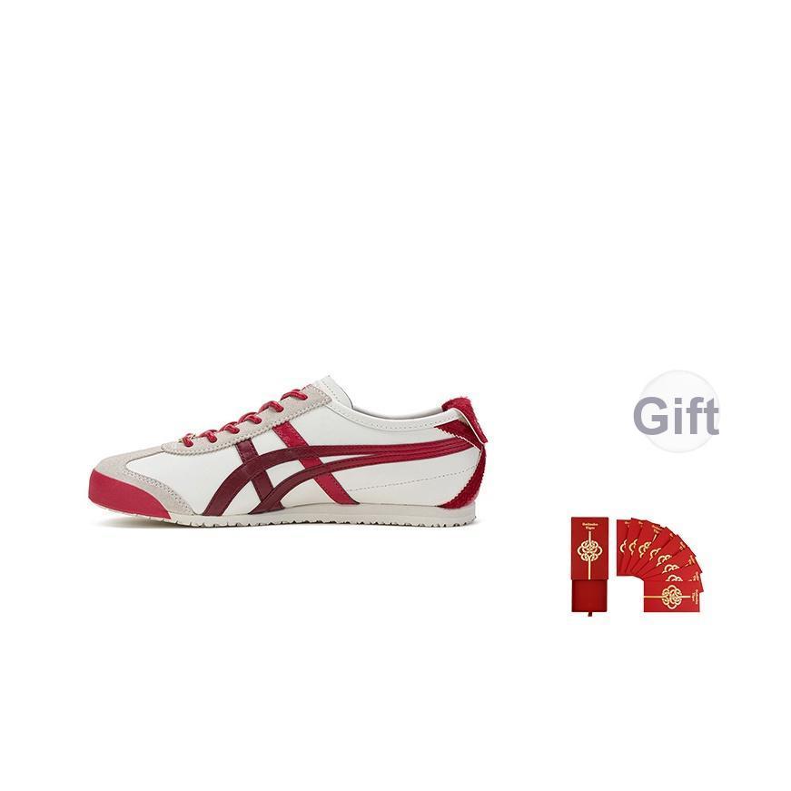 ONITSUKA TIGER Mexico 66 אופנתי נוח רב-תכליתי קלאסי תמיכה נמוך-קאט אורח חיים נעליים קז'ואל סניקרס יוניסקס לבן אדום 1183C600-100