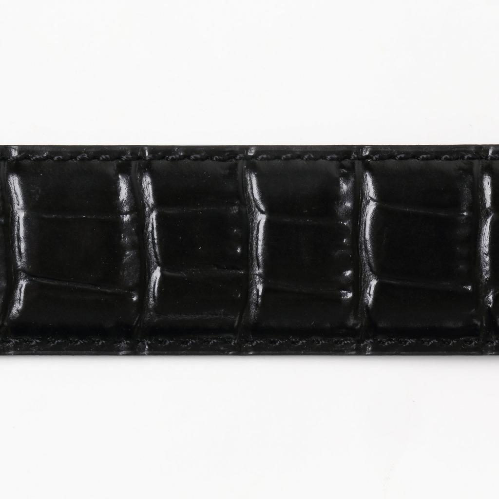 [Ogier] Men's Belt - Genuine Leather - Cowhide - Crocodile Embossed - Free Size (Adjustable) - Made In Japan - KE21283-19-BLACK Black