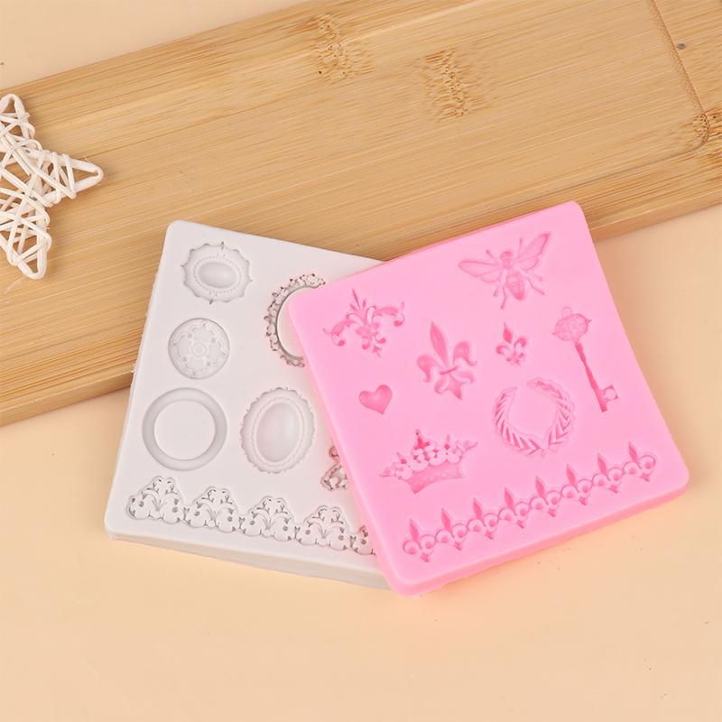 Dragonfly Crown Key Po Frame Shaped Silicone Mold Diy Lace Scroll Po Frame Silicone Candy Cake Border Decoration Mold